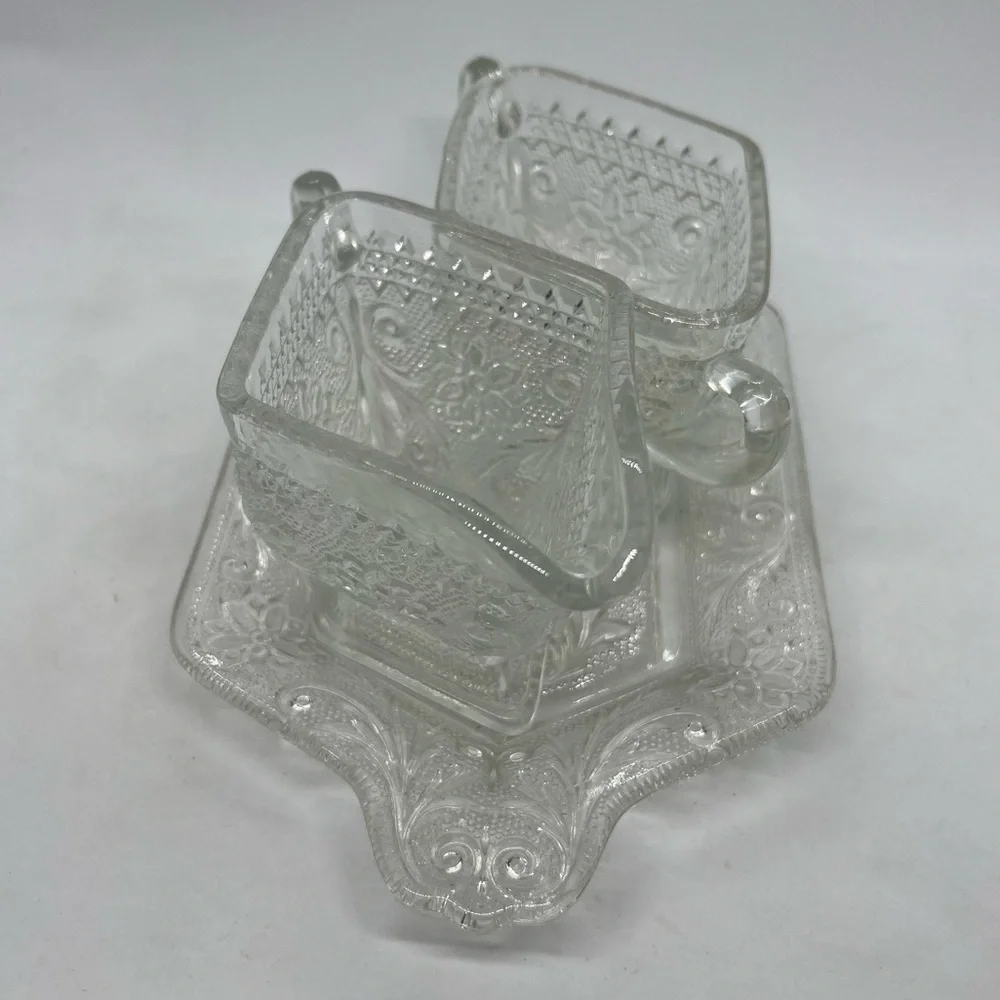Vintage Indiana Tiara Sandwich Glass Sugar and Creamer Set